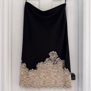 DKNY Silk & Floral Lace Midi Skirt Black Size 8